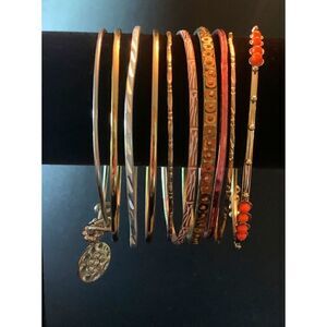 Vintage Eclectic Assortment of 10 Bangles, Unmarked